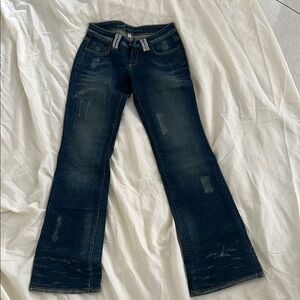 Bebe Blue Flare Wide Leg Jeans